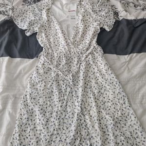 Sienna Sky White Summer Dress with Blue Flowers